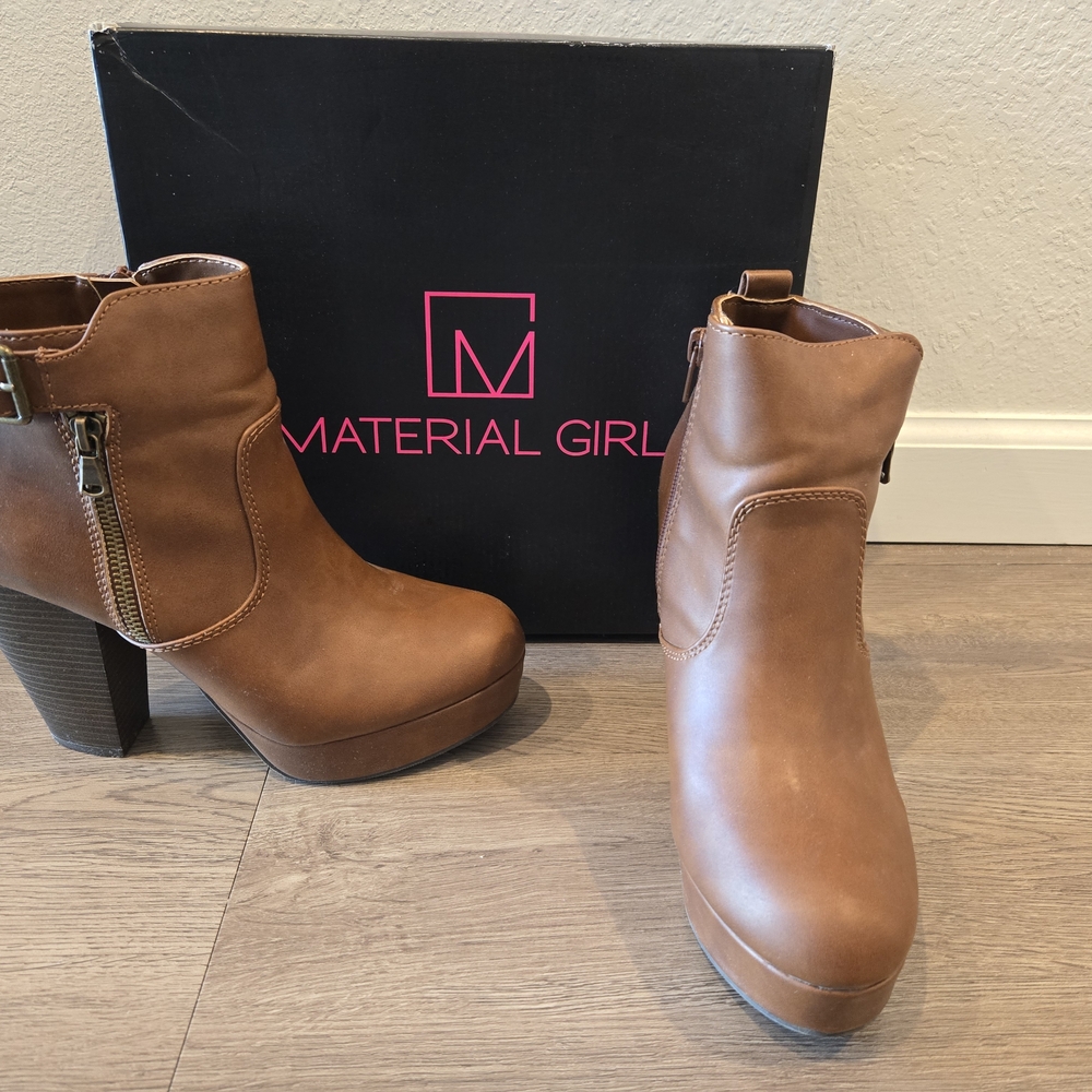 Material Girl Brown Ankle Booties
